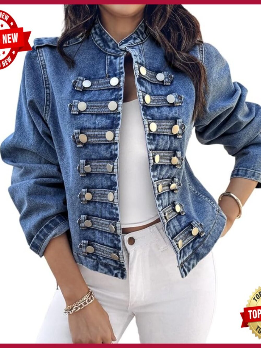 Lightweight Denim Jacket Women's Regular Fit Long Sleeve Fall Coat Casual